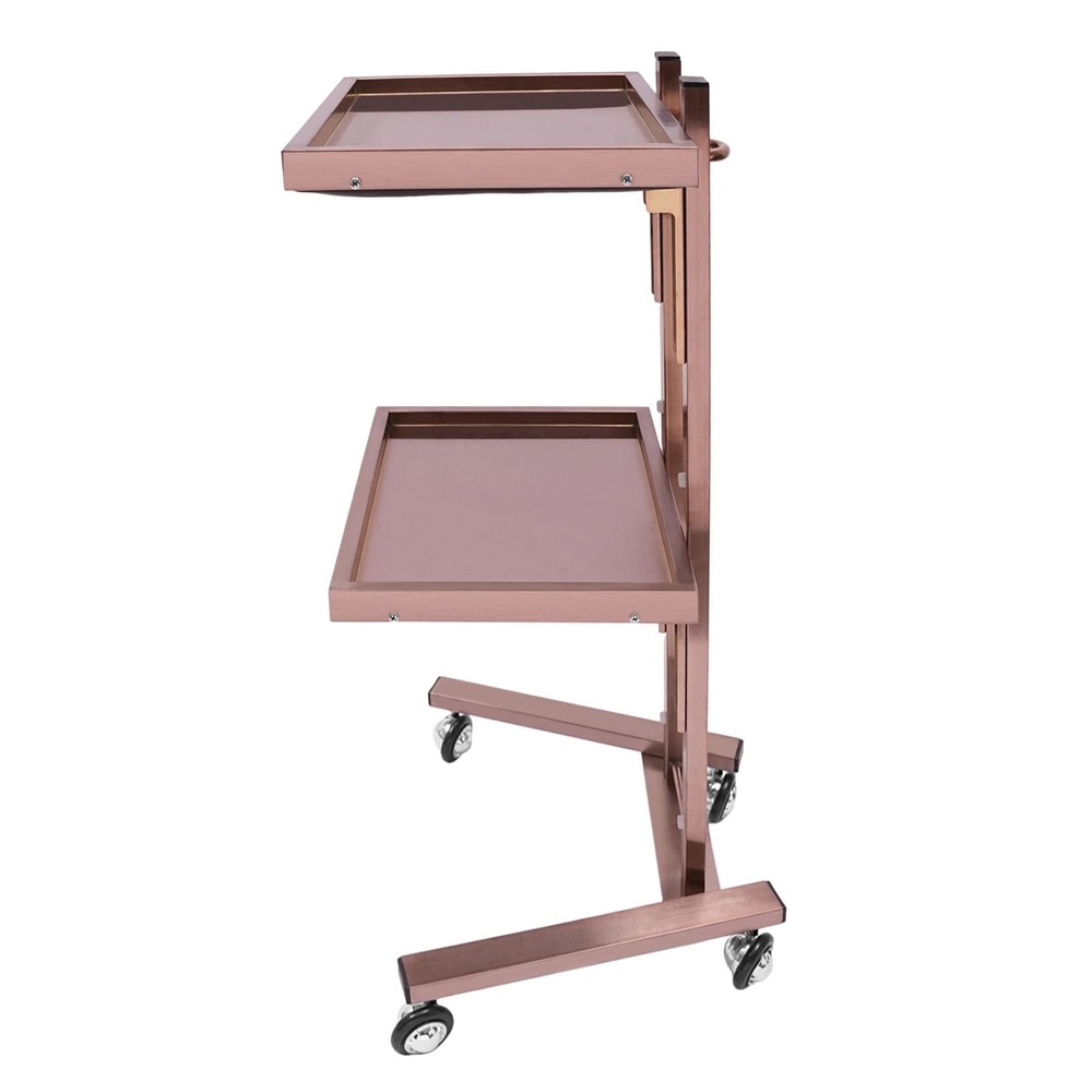 Rose Gold Salon Trolley Cart With Folding Rolling Tray For Barber Shop And Beauty Station 14