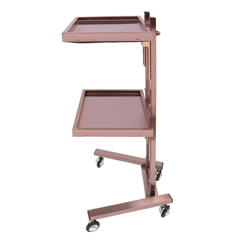 Rose Gold Salon Trolley Cart With Folding Rolling Tray For Barber Shop And Beauty Station 14