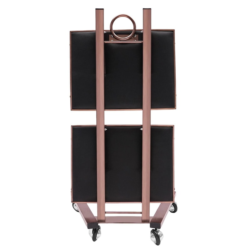 Rose Gold Salon Trolley Cart With Folding Rolling Tray For Barber Shop And Beauty Station 10