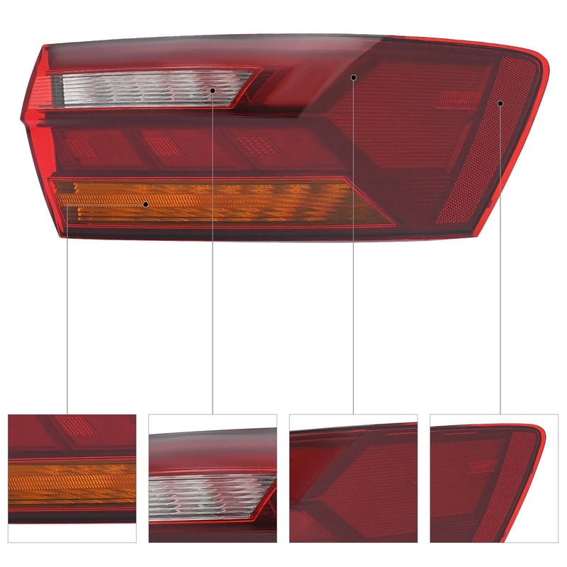 Volkswagen Jetta Passenger Side LED Tail Light Rear Outer Brake Lamp 15