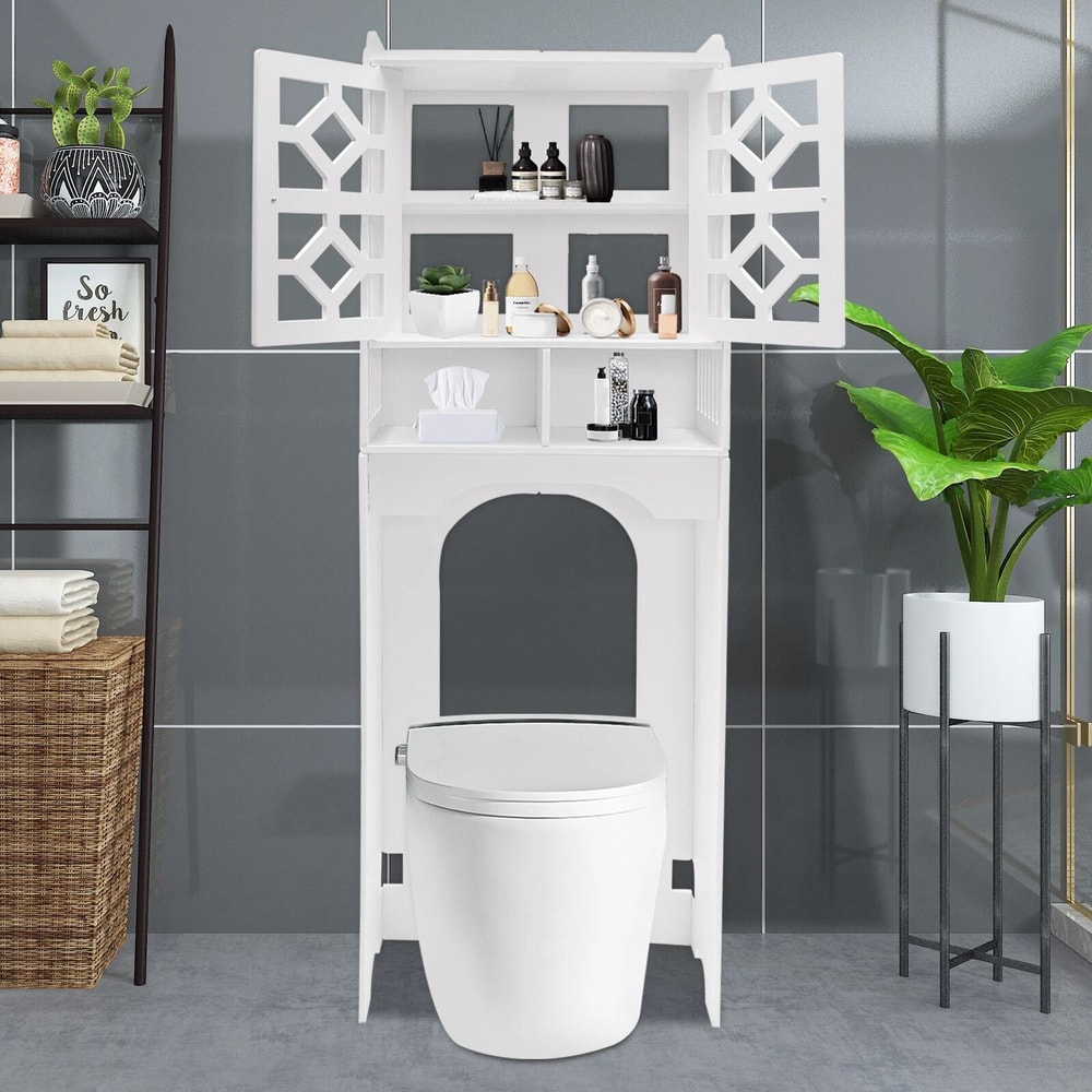 Over The Toilet Storage Cabinet Raised Leg Bathroom Organizer 2