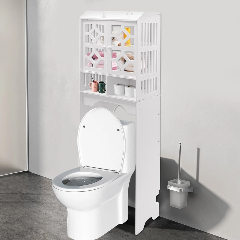 Over The Toilet Storage Cabinet Raised Leg Bathroom Organizer 3