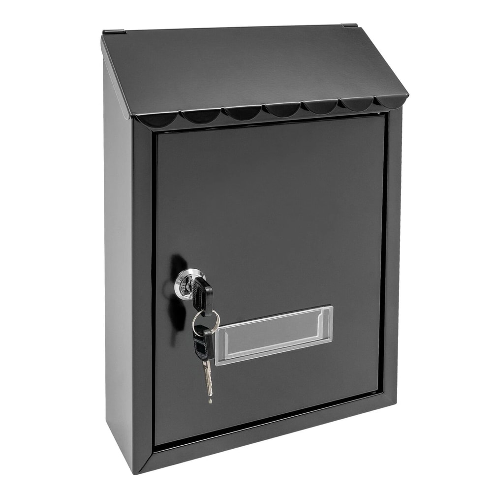 Modern Black Wall Mounted Locking Mailbox Waterproof Outdoor Drop Box 5