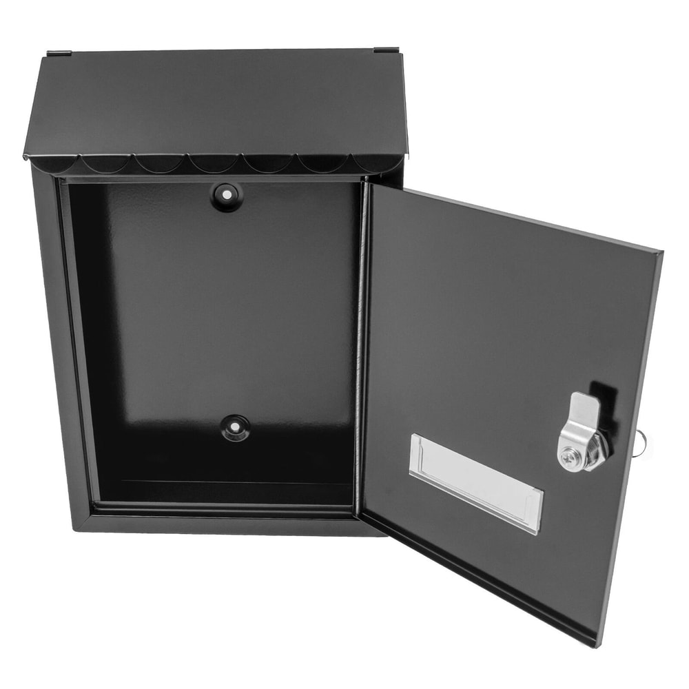 Modern Black Wall Mounted Locking Mailbox Waterproof Outdoor Drop Box 6