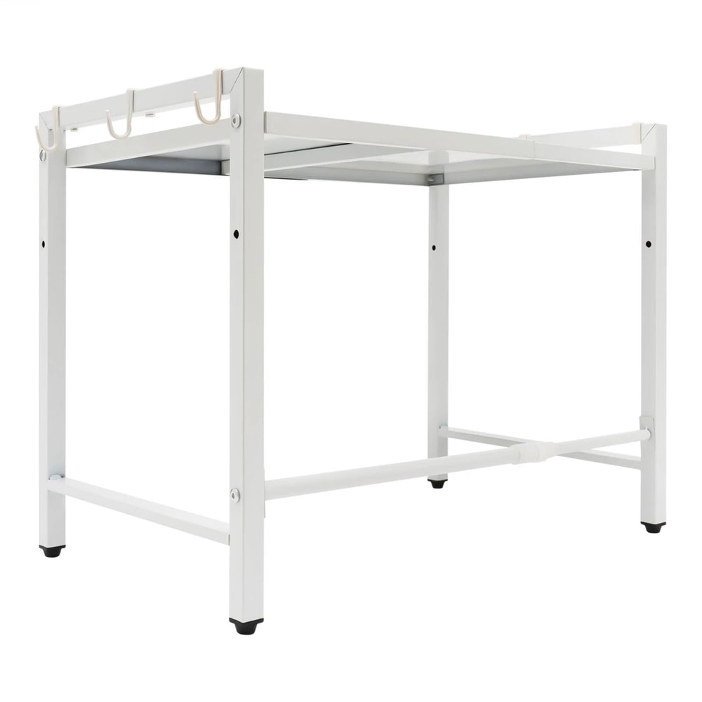 Extendable Microwave Oven Rack Adjustable White Countertop Stand 17