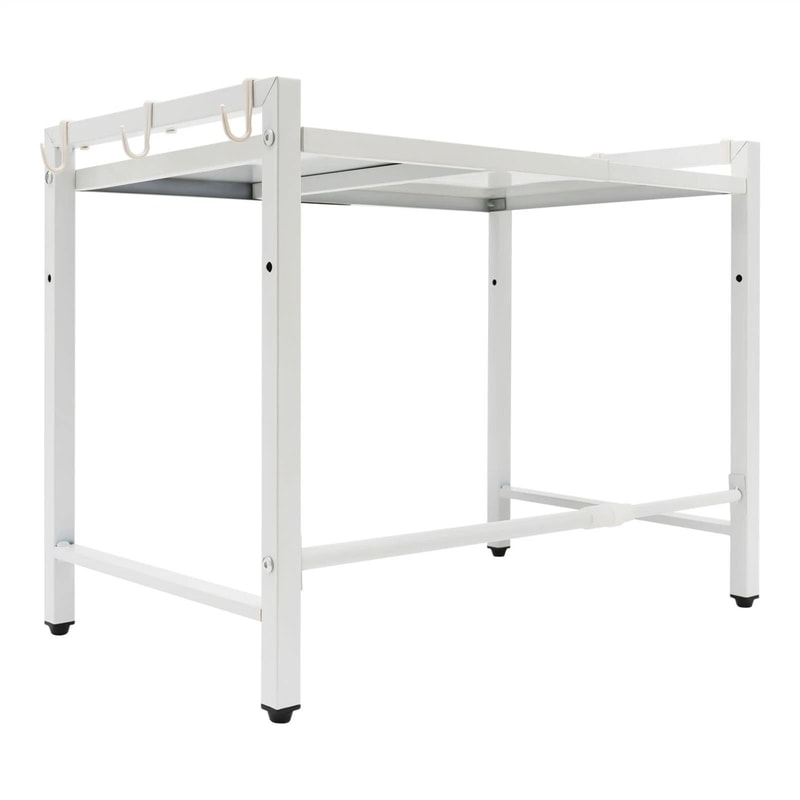Extendable Microwave Oven Rack Adjustable White Countertop Stand 17