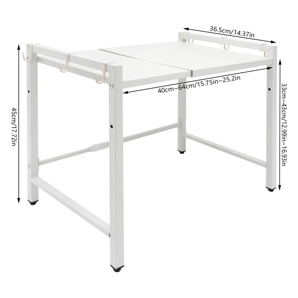 Extendable Microwave Oven Rack Adjustable White Countertop Stand 20