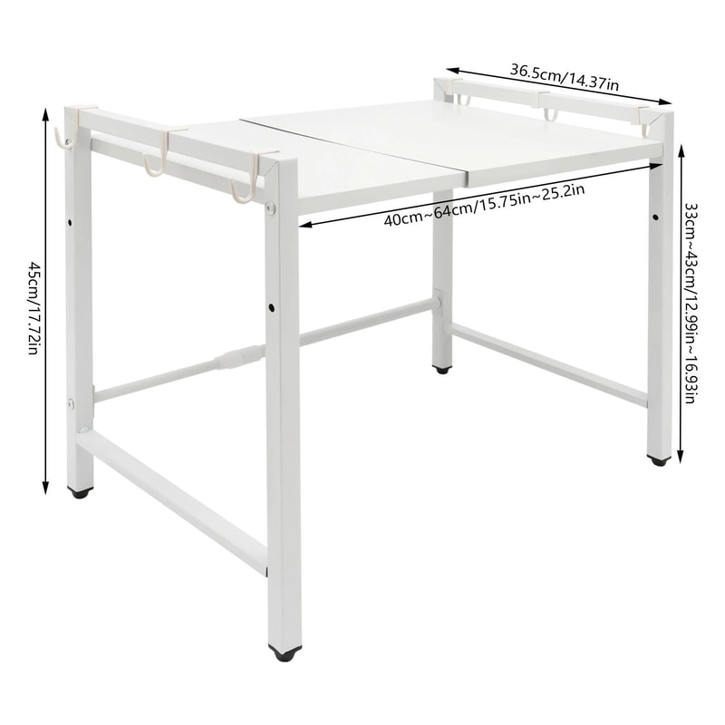 Extendable Microwave Oven Rack Adjustable White Countertop Stand 20