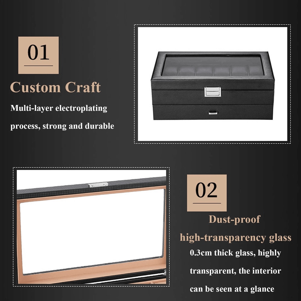 Premium Slot Watch Storage Box Jewelry Organizer Case For Men 6