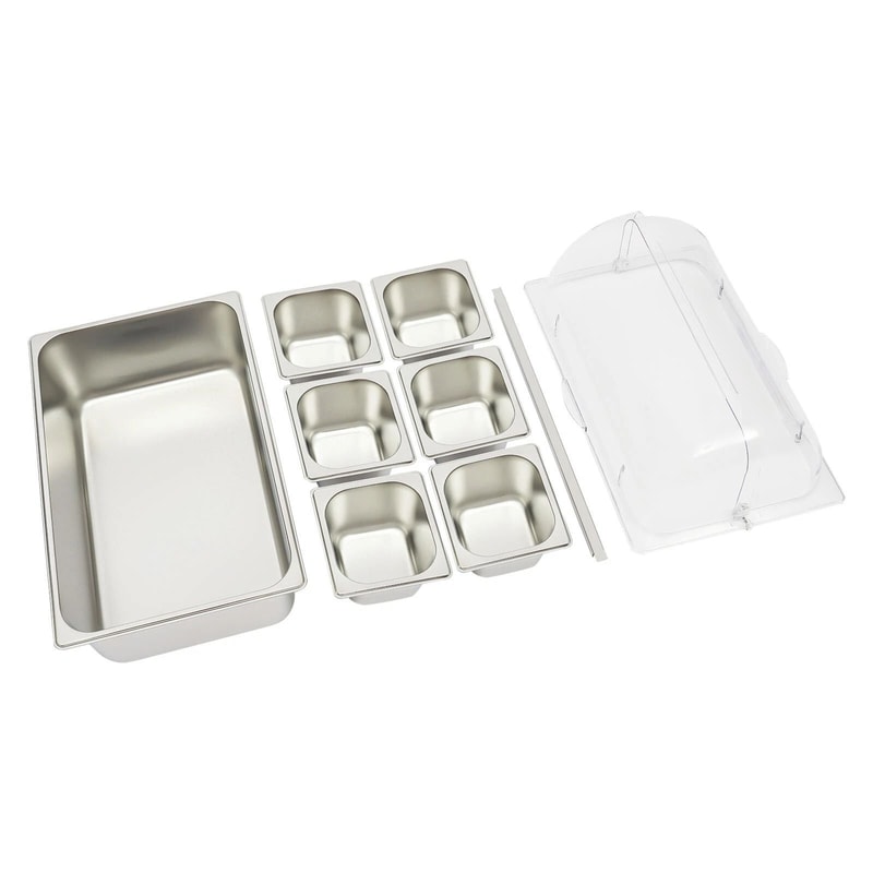 Ice Food Serving Display Tray With Roll Top Cover For Fruit Seafood Buffet 16