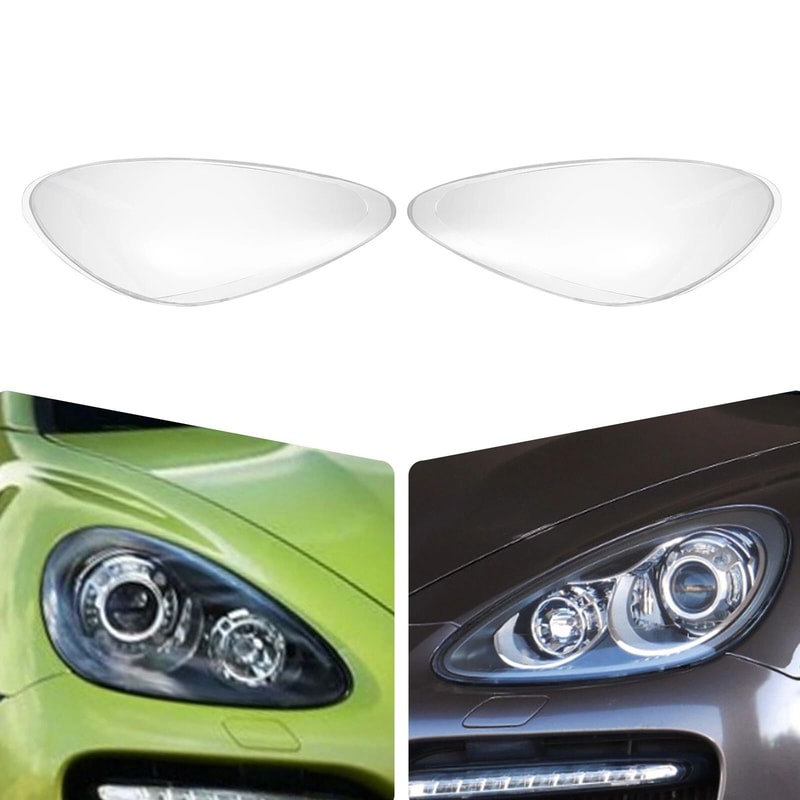 Porsche Cayenne Headlight Lens Cover Pair Left Right Clear PC 1
