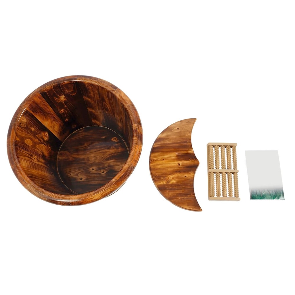 Natural Wooden Foot Bath Bucket With Massage Roller For Relaxing Foot Soaks 14