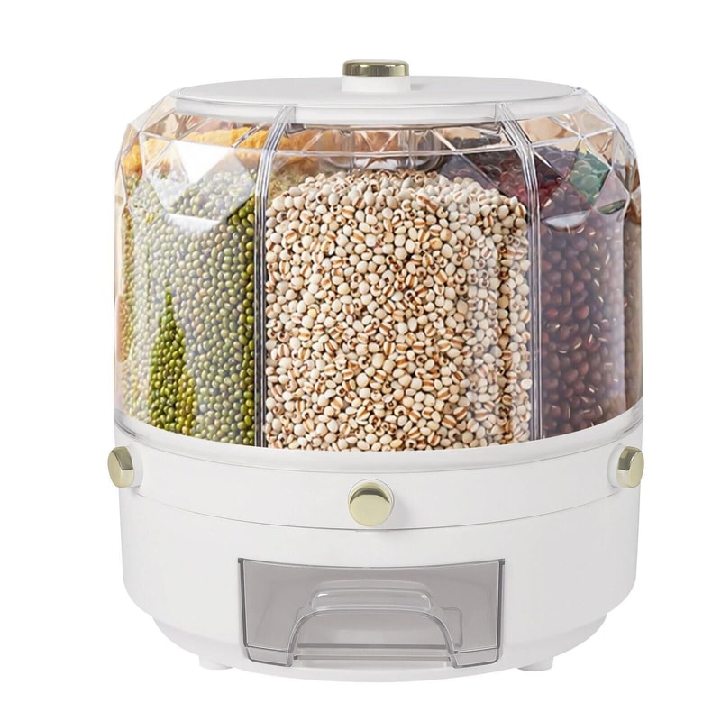 Cereal Dispenser Rotating Grain Container For Rice And Dry Food Storage 7