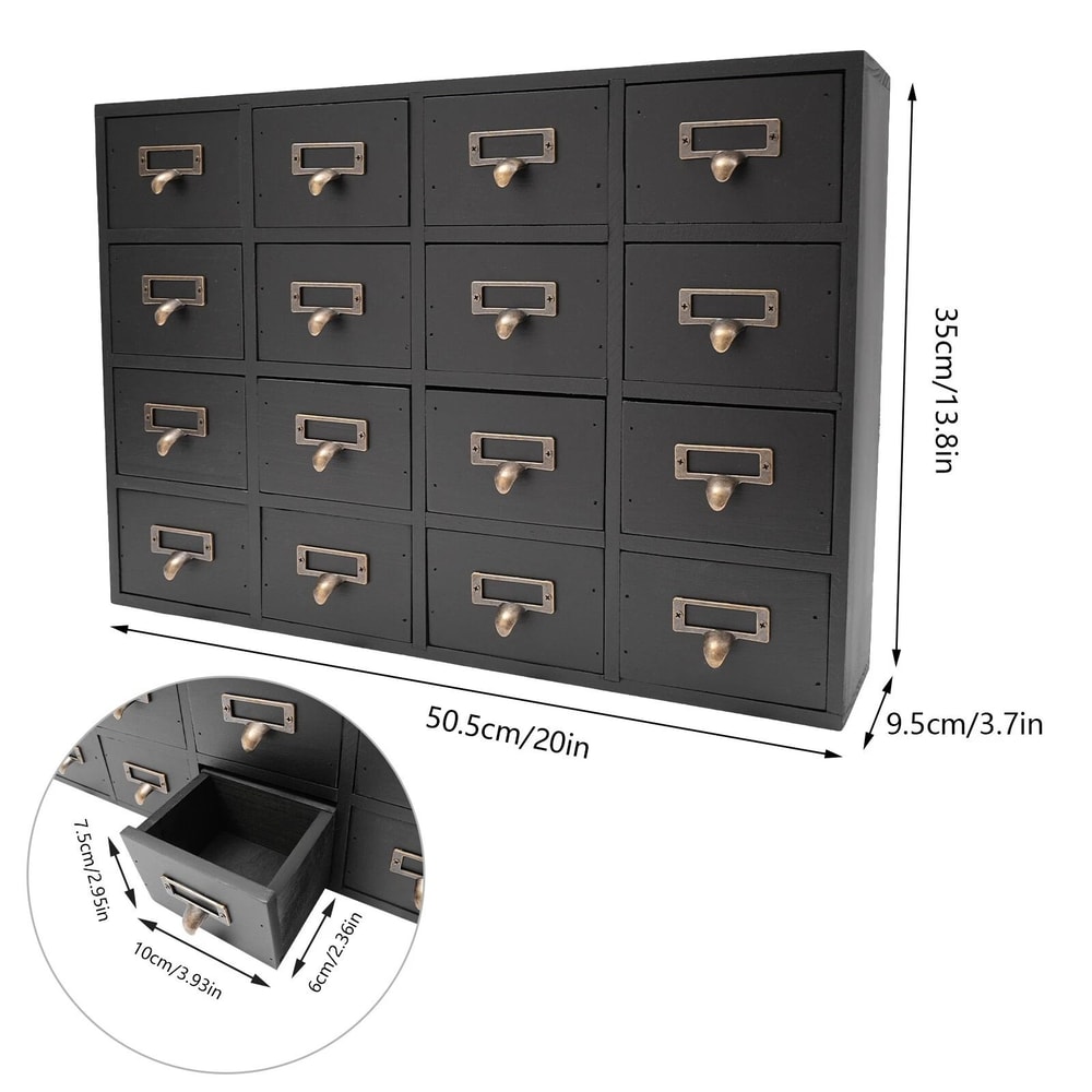 Rustic Drawer Apothecary Cabinet Herb Storage Box Wooden Drawer Organizer 15