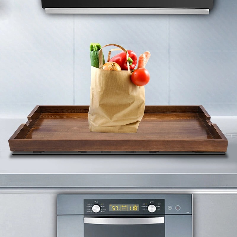 Wooden Noodle Board Stove Cover With Built In Handles For Extra Kitchen Counter Space 6