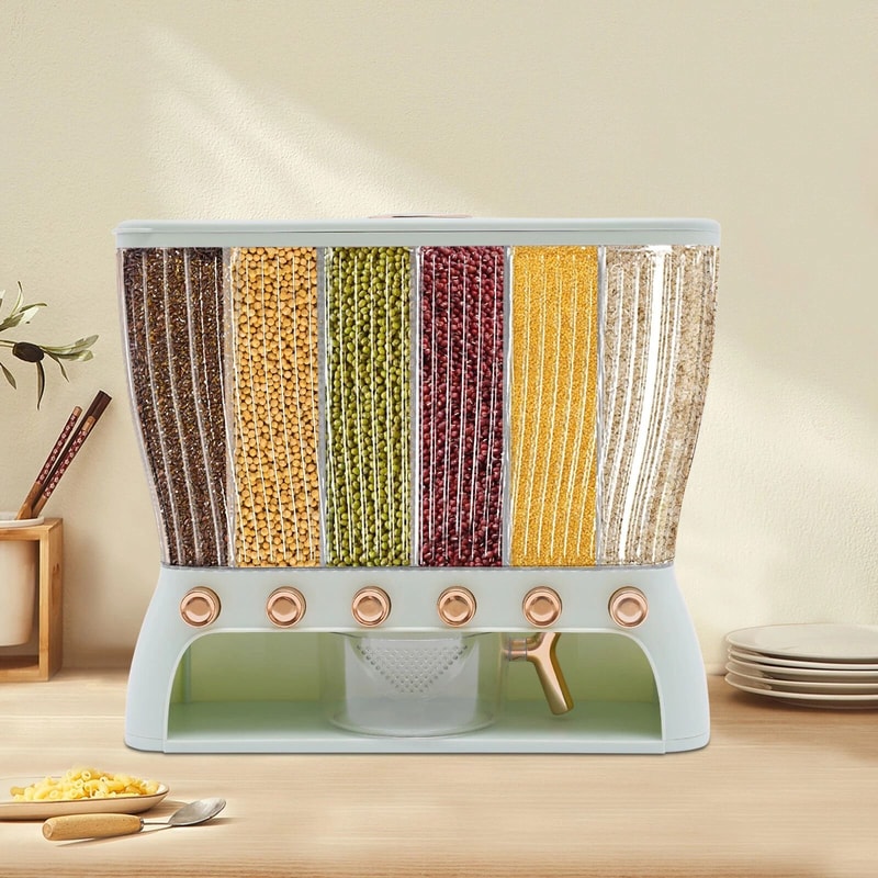 Premium Grid Bulk Rice Storage Container Dry Food Dispenser For Kitchen Organization 2