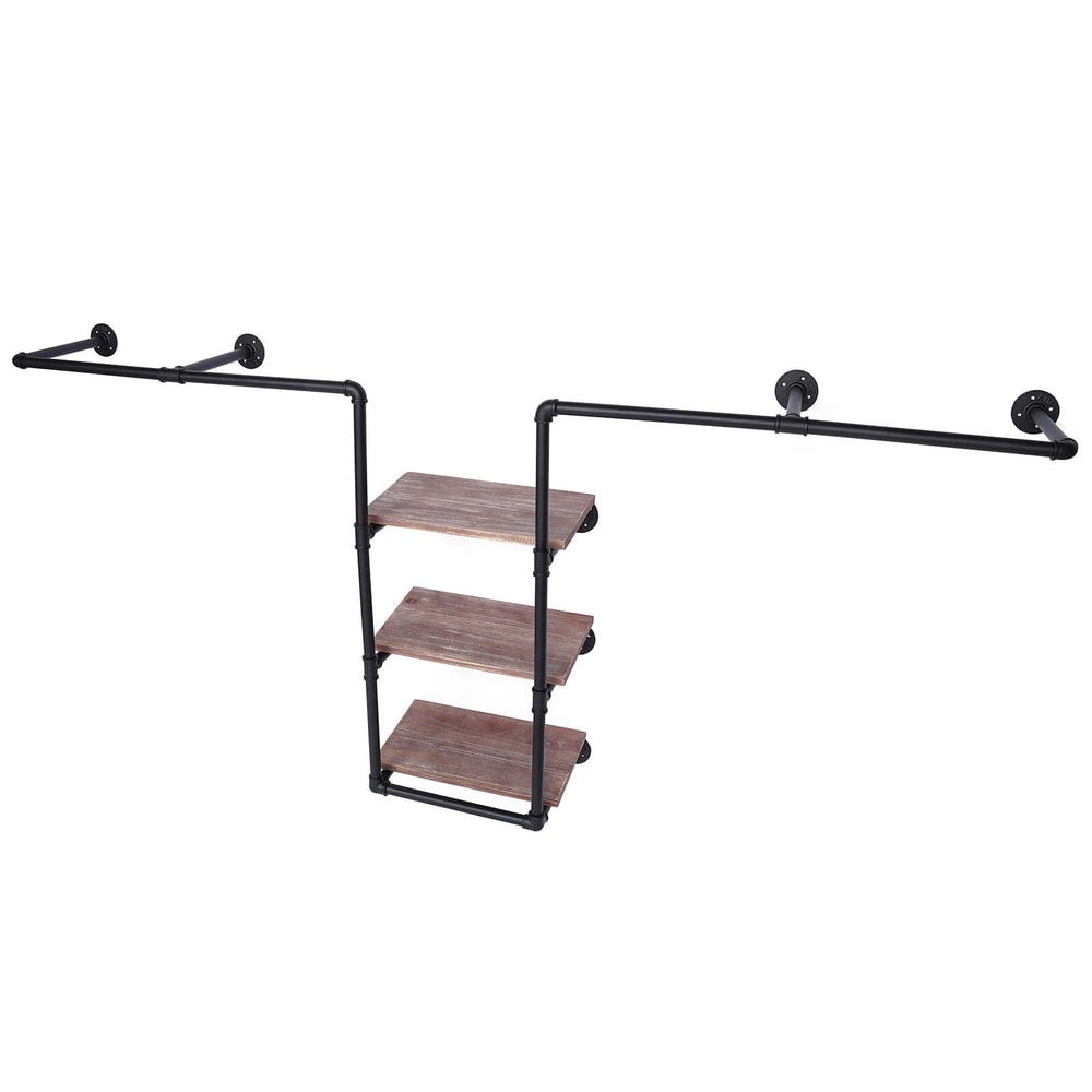 Rustic Industrial Pipe Clothing Rack Wall Mounted Metal Garment Rail For Retail Display 1