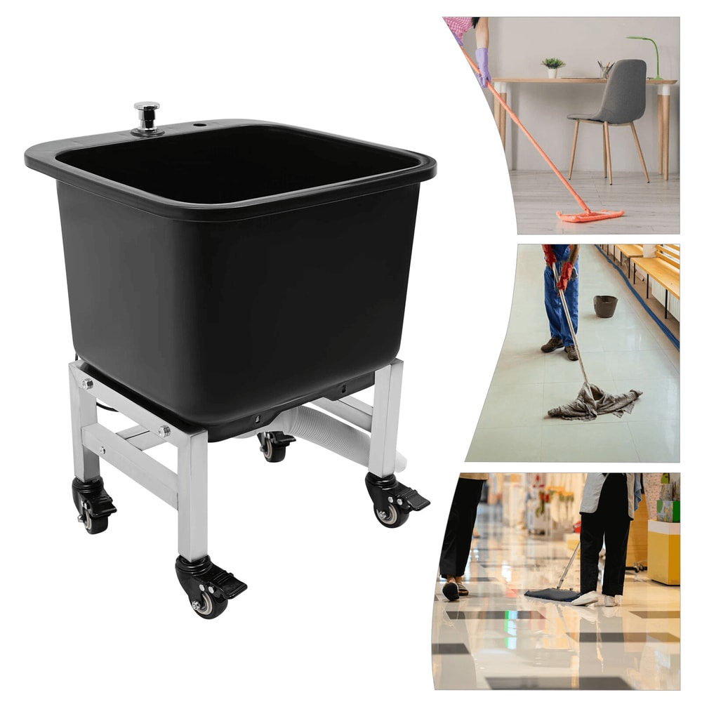 Commercial Floor Mop Sink With Wheels Deep Utility Basin And Pop Up Drain 0