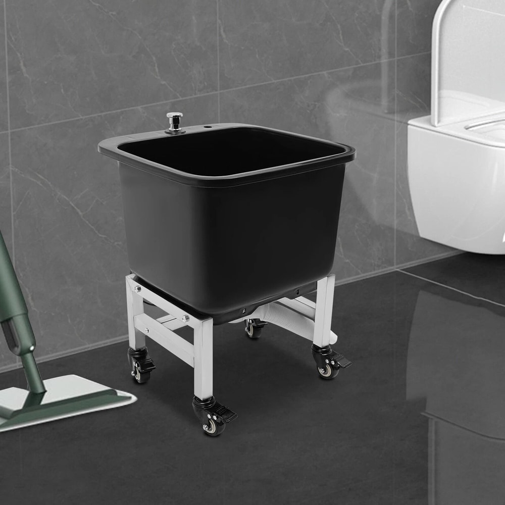Commercial Floor Mop Sink With Wheels Deep Utility Basin And Pop Up Drain 7