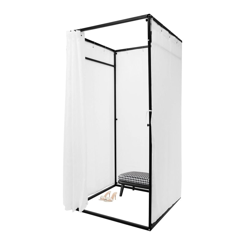 Premium Retail Fitting Room Booth Portable Changing Room With Iron Linen Cloth For Stores And Even 15