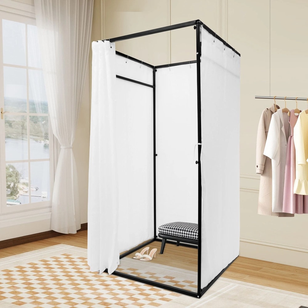 Premium Retail Fitting Room Booth Portable Changing Room With Iron Linen Cloth For Stores And Even 1