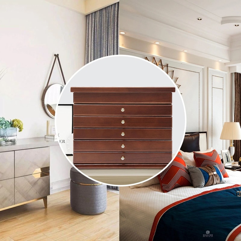 Layer Brown Jewelry Box Organizer With Drawers 2