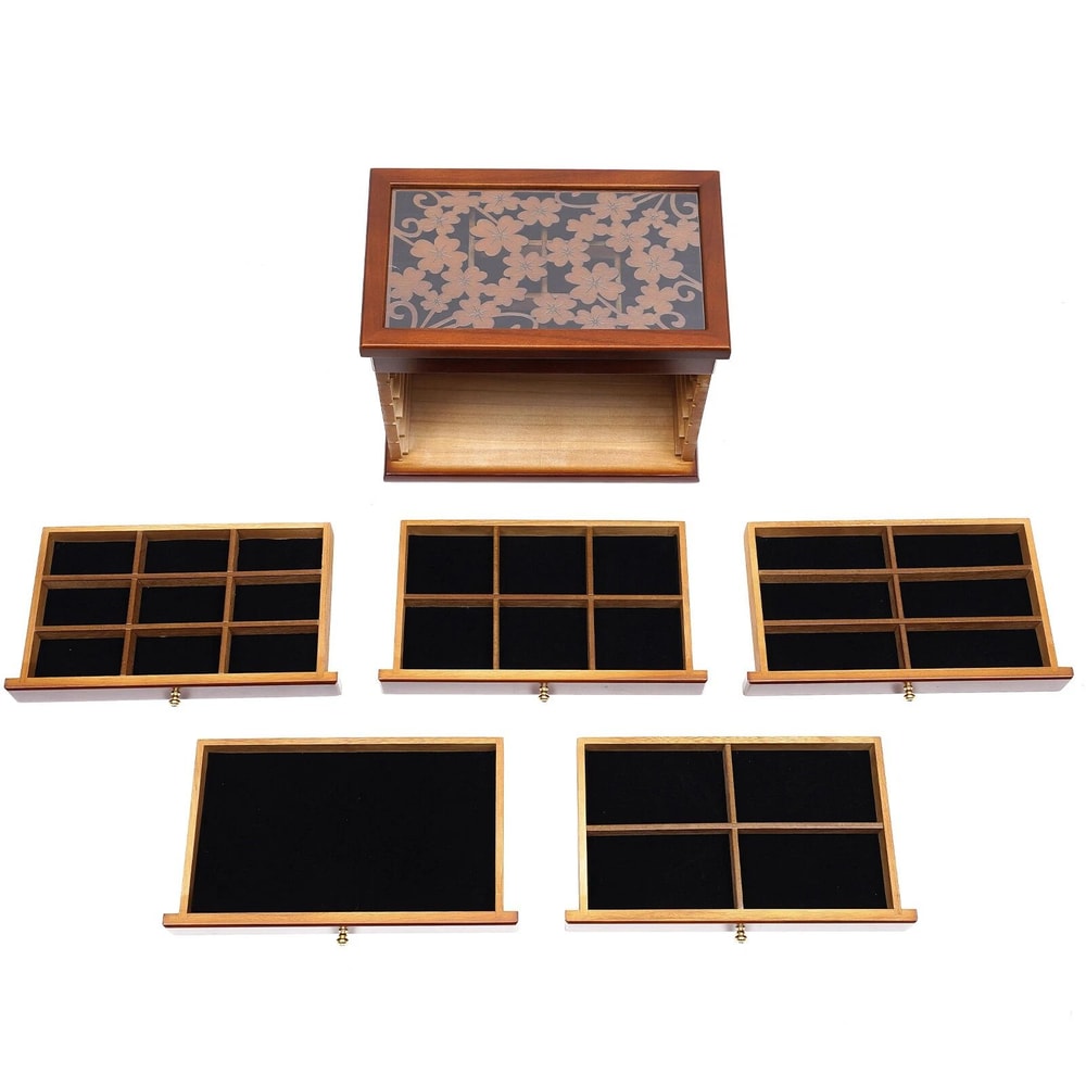 Layer Brown Jewelry Box Organizer With Drawers 16