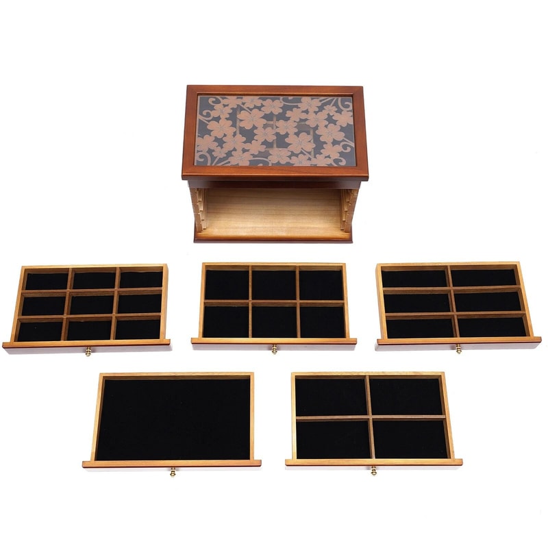 Layer Brown Jewelry Box Organizer With Drawers 16