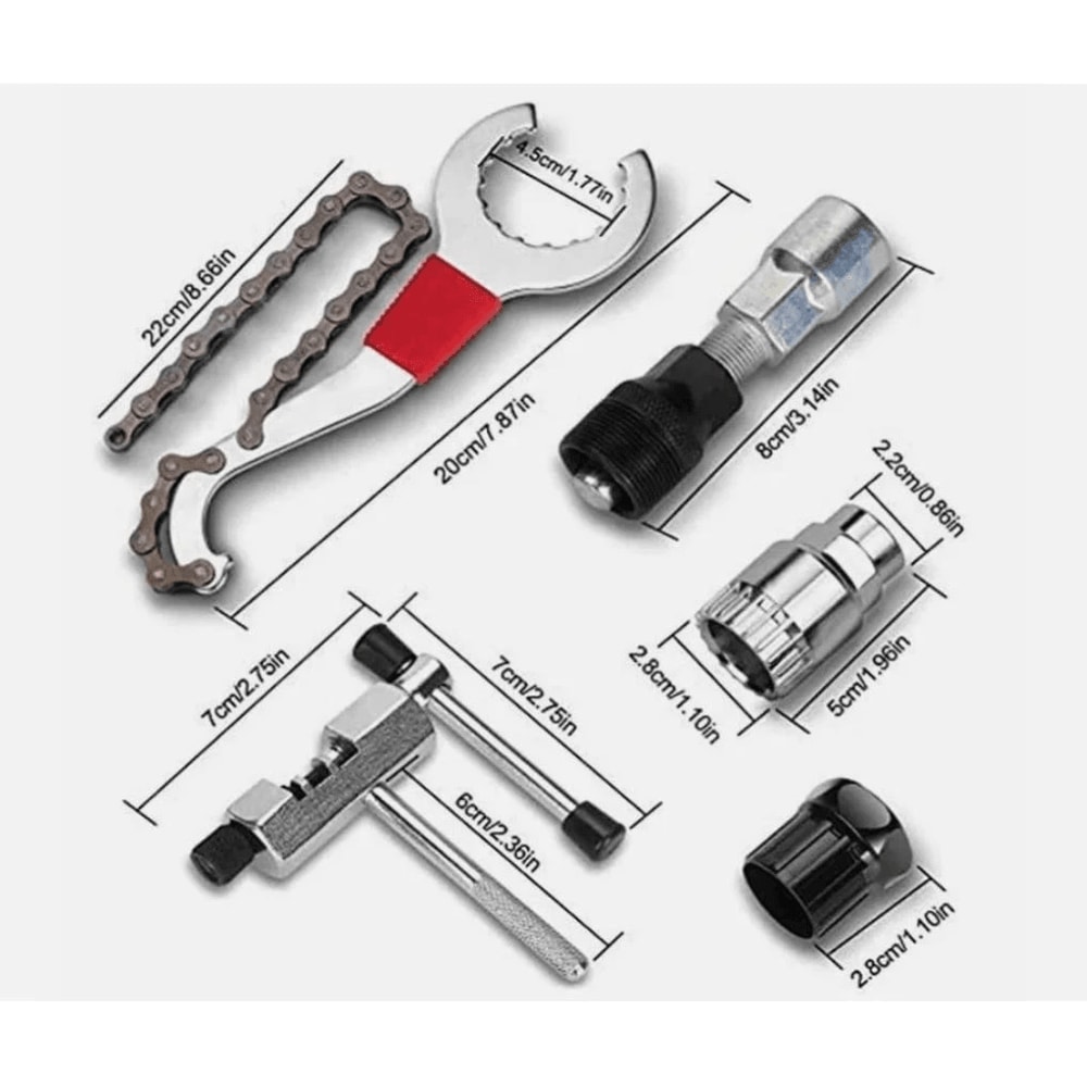 Bike Repair Tool Kit With Chain Cutter Crank Puller And Freewheel Remover 8