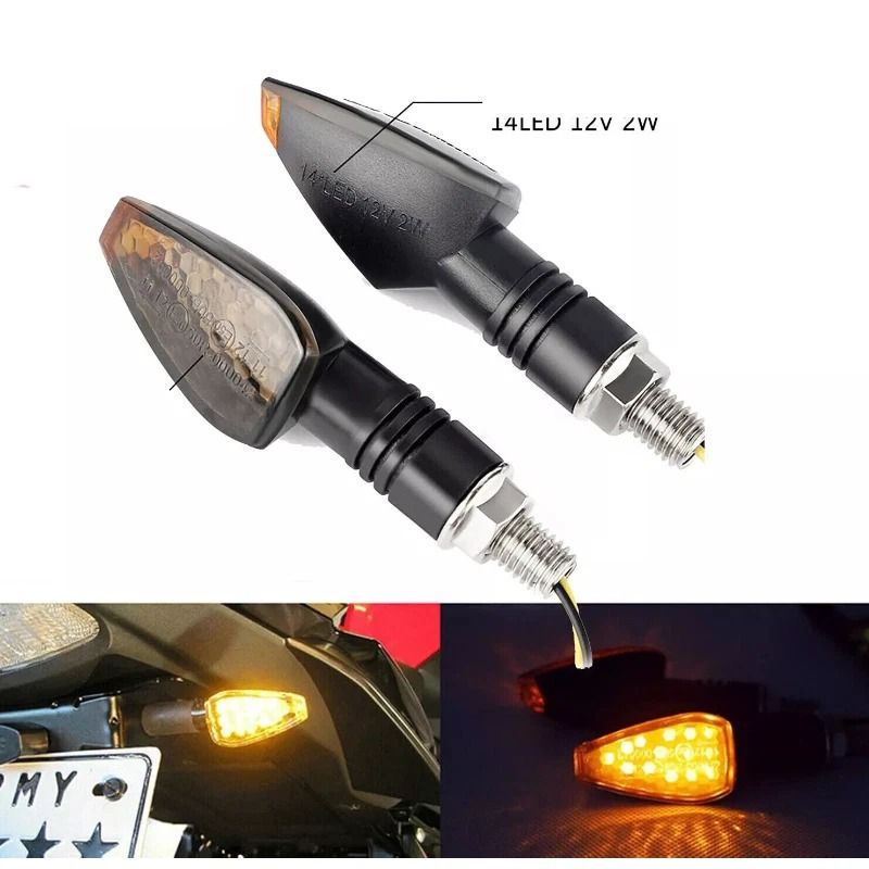 Universal LED Motorcycle Turn Signal Lights Compact Amber Blinkers 2