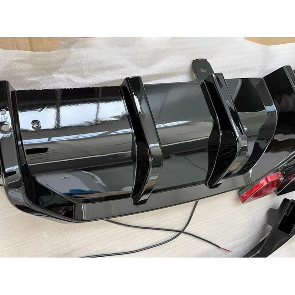 Honda Civic Rear Bumper Diffuser Lip With LED Accent Glossy Black Upgrade 7