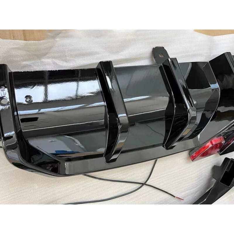 Honda Civic Rear Bumper Diffuser Lip With LED Accent Glossy Black Upgrade 7
