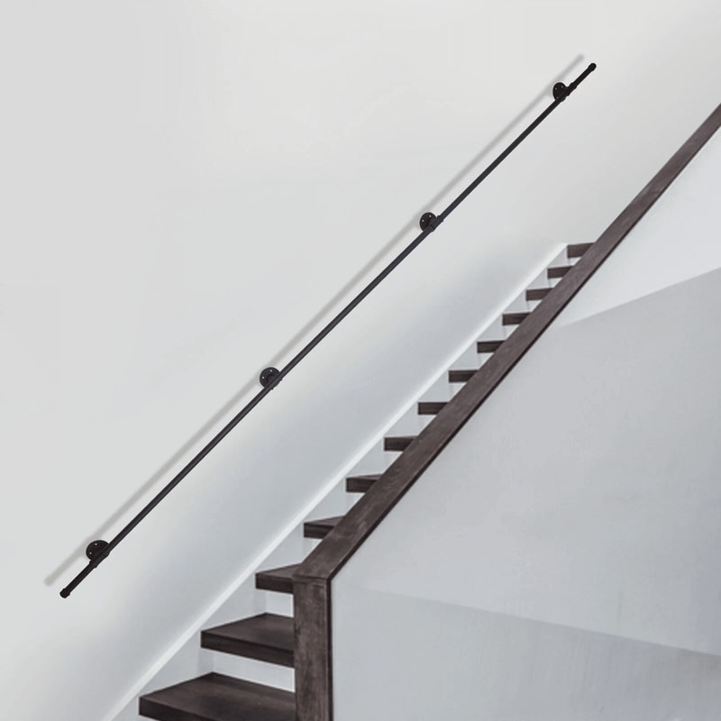 Premium Wall Mounted Handrail Industrial Pipe Handrail In Black Cast Iron 0