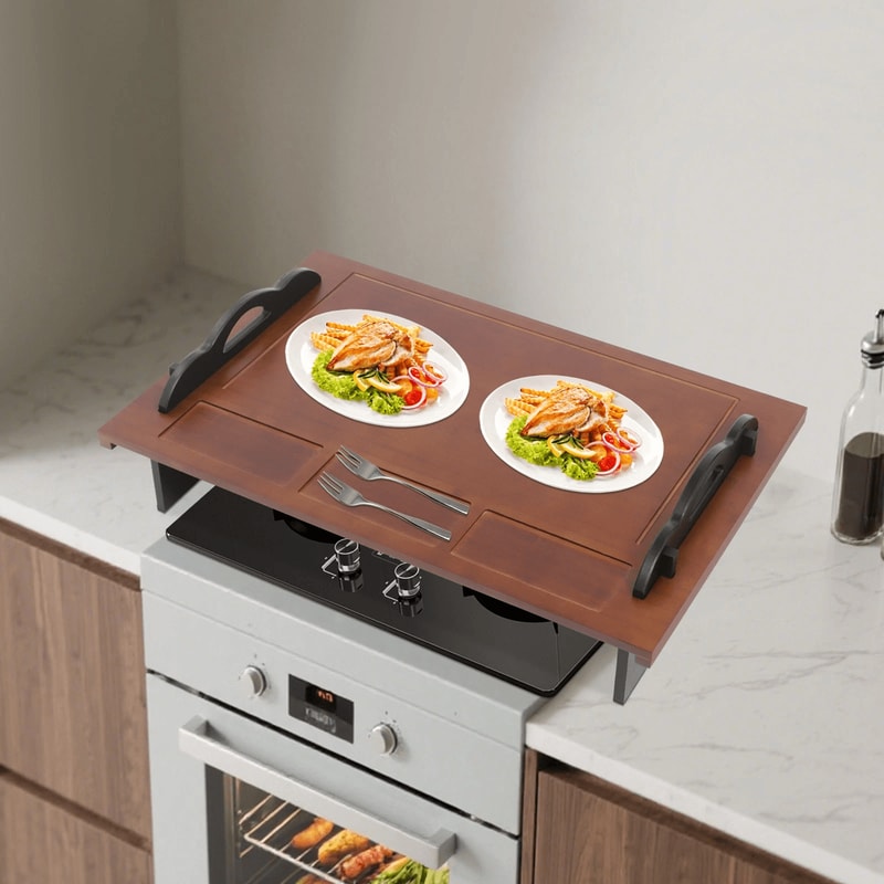 Stove Top Cover For Gas Electric Stoves Stove Cover Board With Handles Bamboo 1