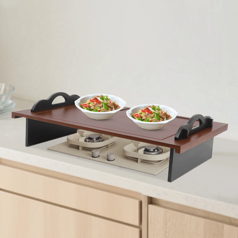 Stove Top Cover For Gas Electric Stoves Stove Cover Board With Handles Bamboo 2