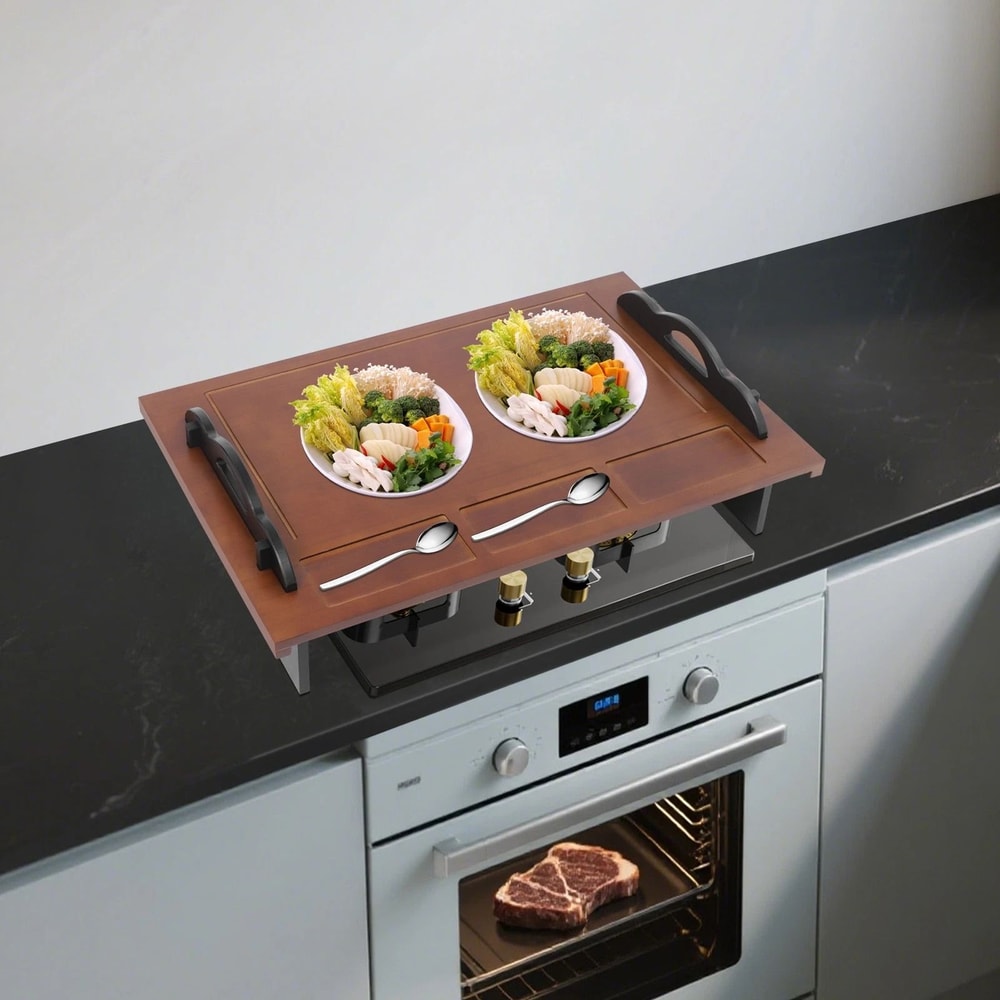 Stove Top Cover For Gas Electric Stoves Stove Cover Board With Handles Bamboo 3