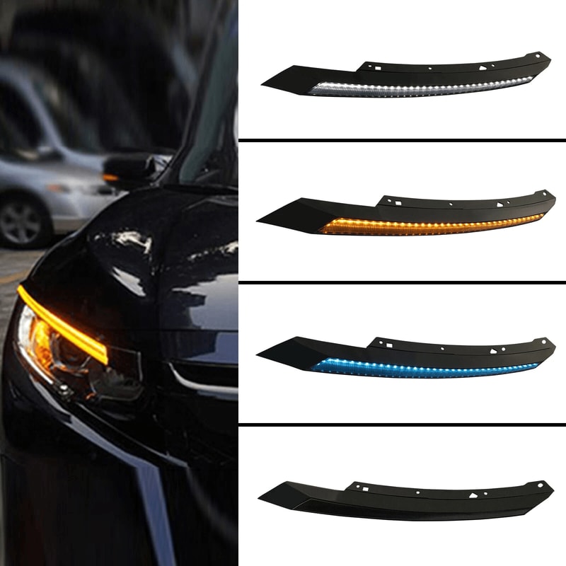 Honda Civic Headlight Eyelids Matte Black Eyebrow Trim Cover For Sedan Hatchback 1