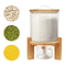 Glass Rice Dispenser And Grain Container With Wood Stand Countertop Dry Food Cereal Organizer 8