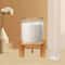 Glass Rice Dispenser And Grain Container With Wood Stand Countertop Dry Food Cereal Organizer 0