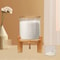 Glass Rice Dispenser And Grain Container With Wood Stand Countertop Dry Food Cereal Organizer 0