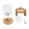 Glass Rice Dispenser And Grain Container With Wood Stand Countertop Dry Food Cereal Organizer 18