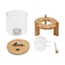 Glass Rice Dispenser And Grain Container With Wood Stand Countertop Dry Food Cereal Organizer 18