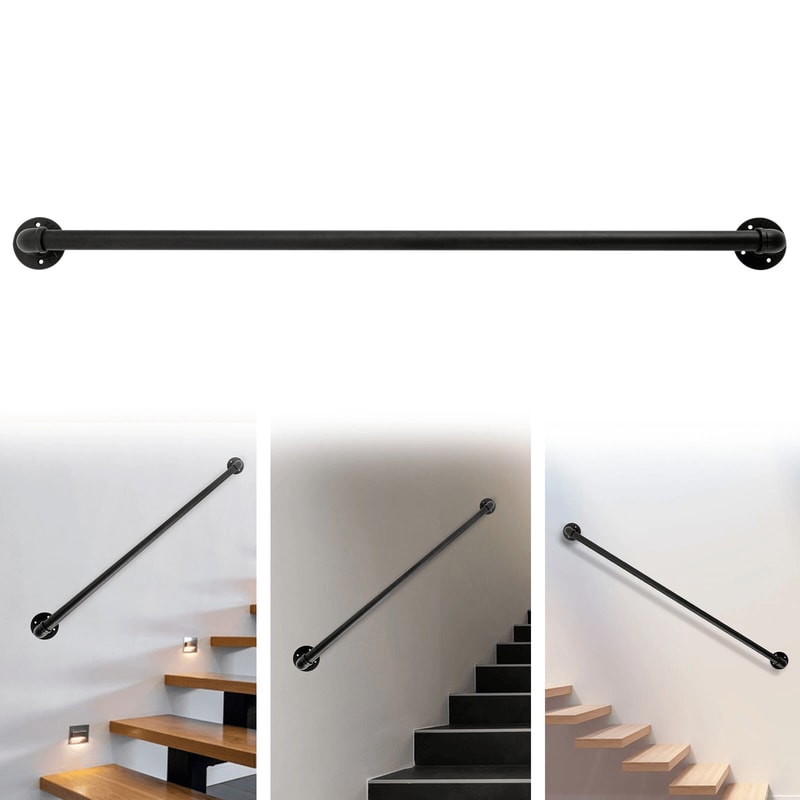 Heavy Duty Industrial Pipe Handrail For Stairs Wall Mount Grab Bar Rail 3