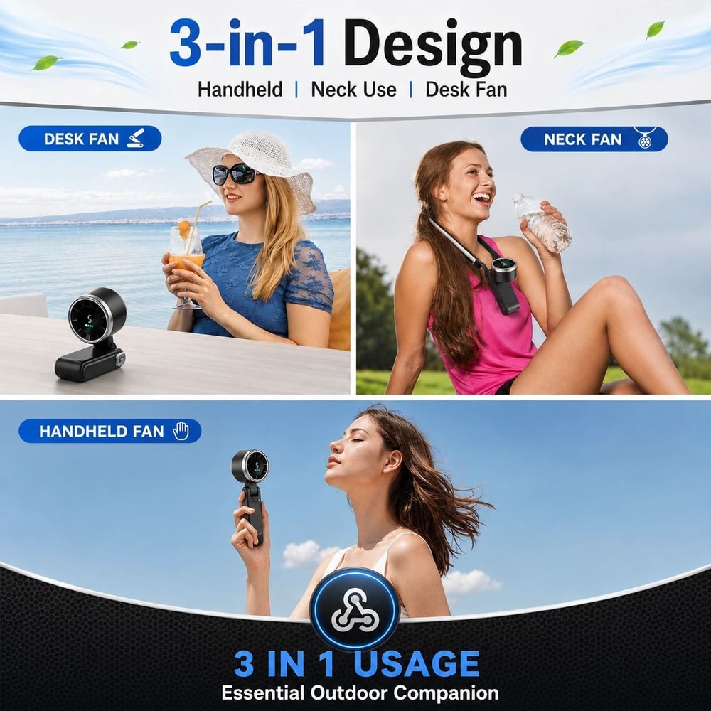 Portable Handheld Turbo Fan Speed Rechargeable Mini Travel Fan With LED Display 1
