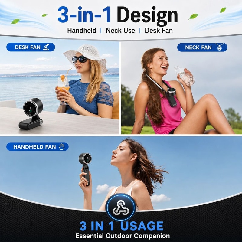 Portable Handheld Turbo Fan Speed Rechargeable Mini Travel Fan With LED Display 1