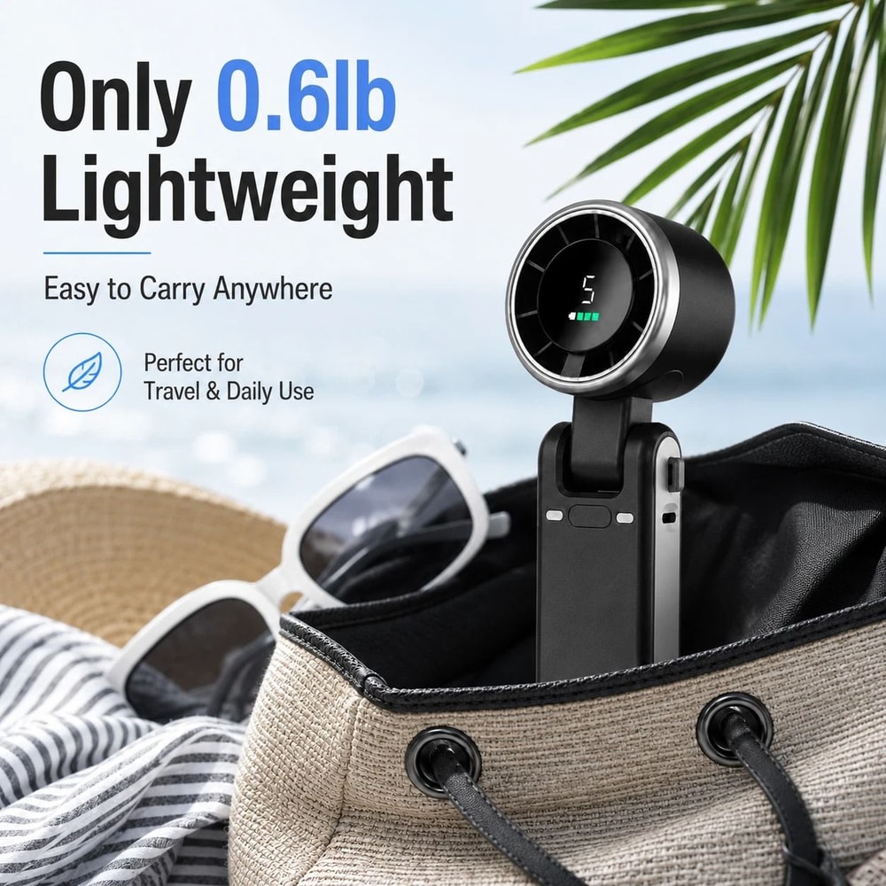 Portable Handheld Turbo Fan Speed Rechargeable Mini Travel Fan With LED Display 3