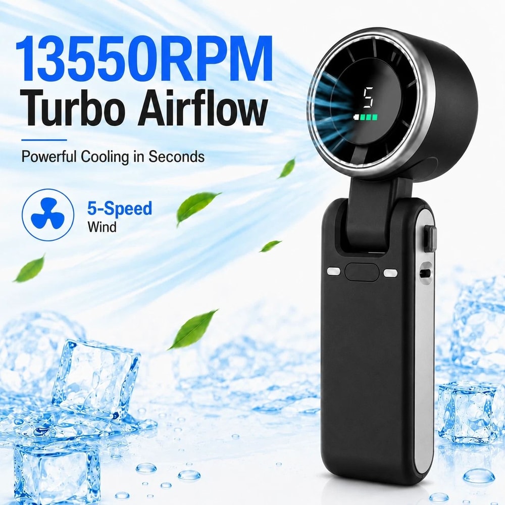 Portable Handheld Turbo Fan Speed Rechargeable Mini Travel Fan With LED Display 6