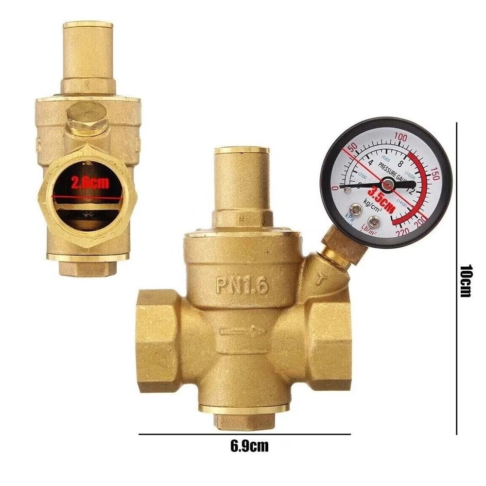 Premium Brass Water Pressure Regulator Valve DN With Gauge Adjustable Pressure Reducer 9