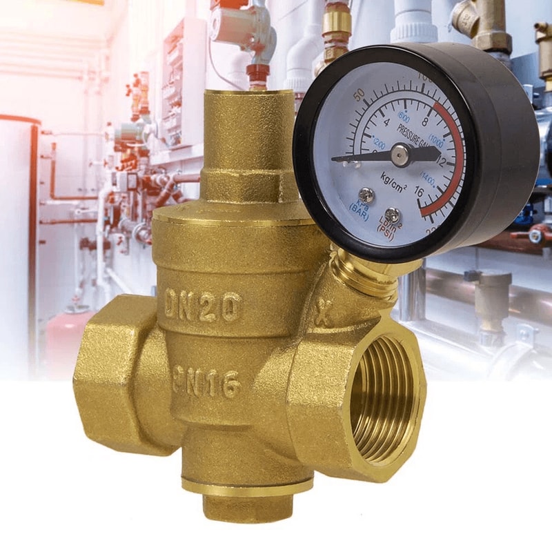 Premium Brass Water Pressure Regulator Valve DN With Gauge Adjustable Pressure Reducer 0
