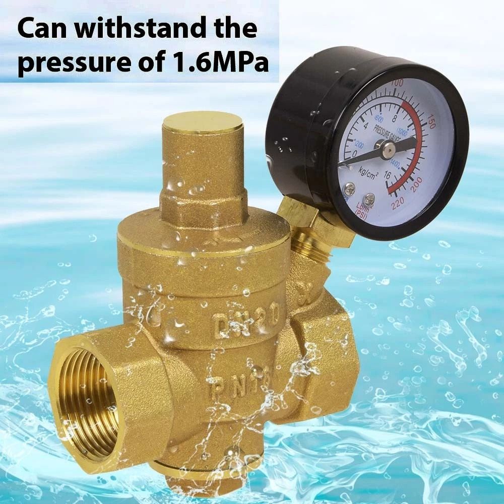 Premium Brass Water Pressure Regulator Valve DN With Gauge Adjustable Pressure Reducer 3